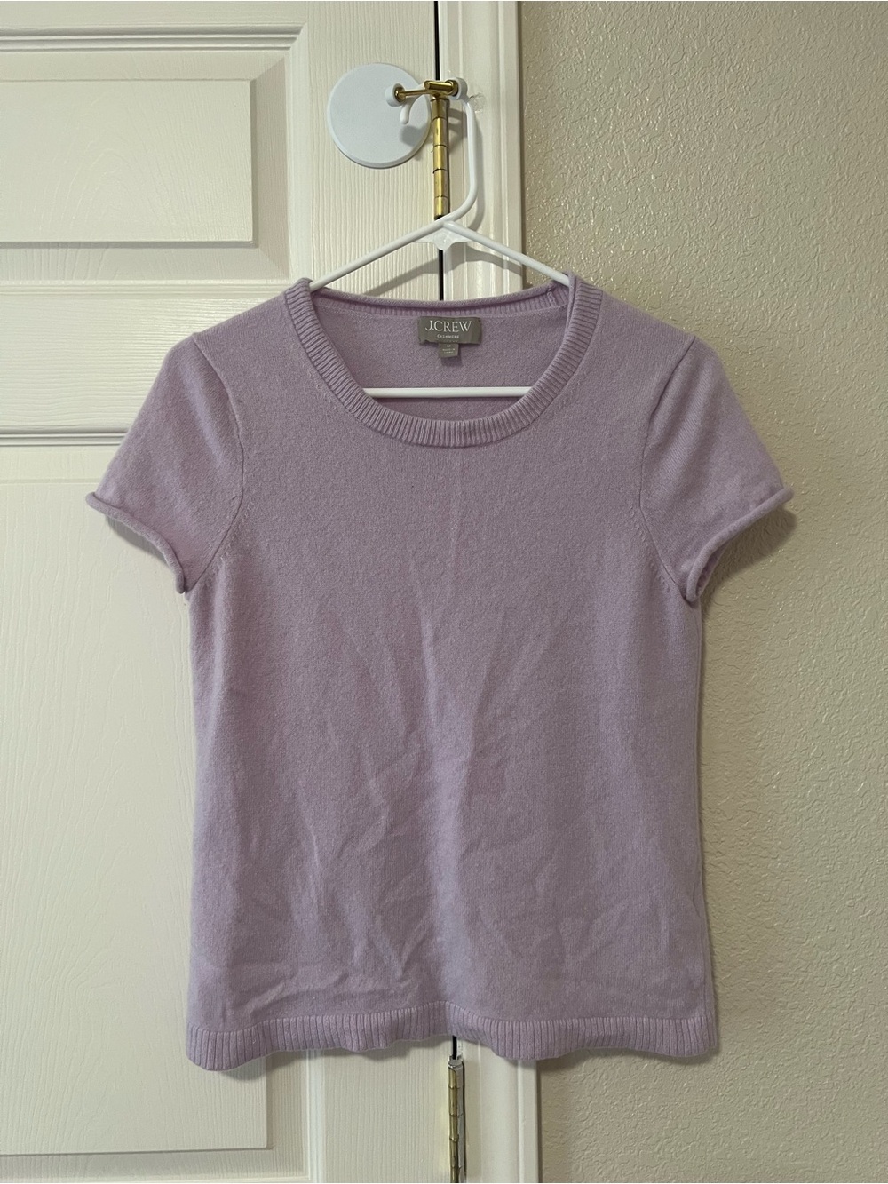J.Crew Cashmere Lavender Short Sleeve Sweater Top Size Medium